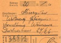 Money order from September 1940, sent to the Pawiak Prison